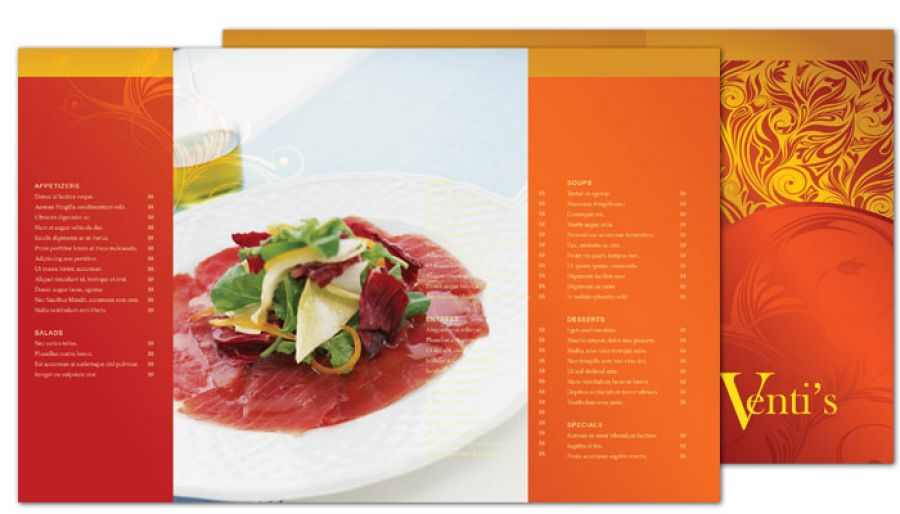 Italian Restaurant Half Fold Brochure Design Layout